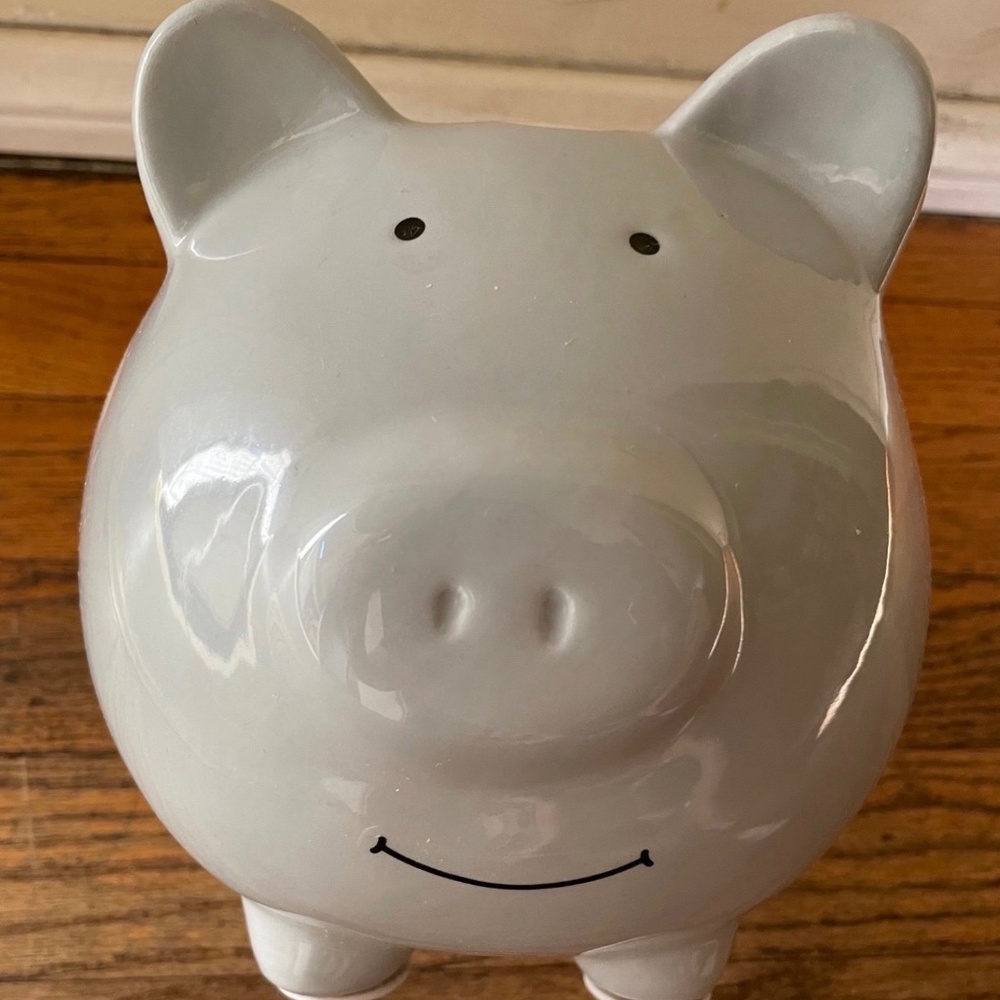 Kate & Milo Polka Dot Piggy Bank Grey